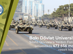 Bakı Dövlət Universiteti Silahlı Qüvvələrə Yardım Fonduna ümumilikdə 473 656 manat vəsait köçürüb