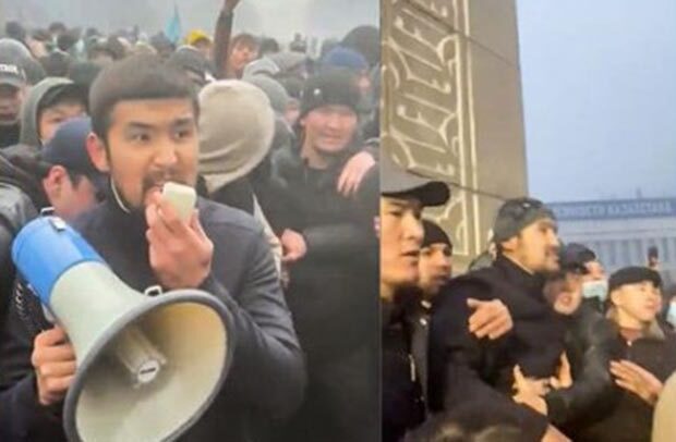 Tanınmış kriminal avtoritet Qazaxıstana uçdu, etirazçılar qarşısında çıxış etdi – VİDEO