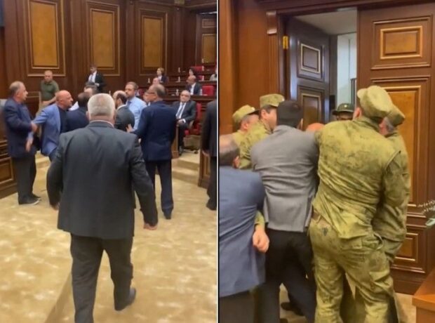 Ermənistan parlamentində yenə dava düşdü – VİDEO