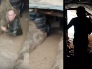 Ermənistan ordusunun acınacaqlı vəziyyəti: Səngərlər sel sularının altında qaldı – VİDEO